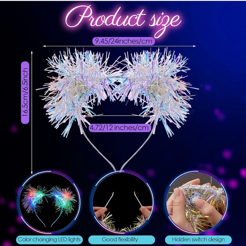 TINSEL LED cat ears Headband